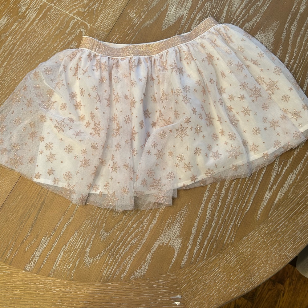 Girls Gently Used Glittery Gold Snowflake skirt from H&M